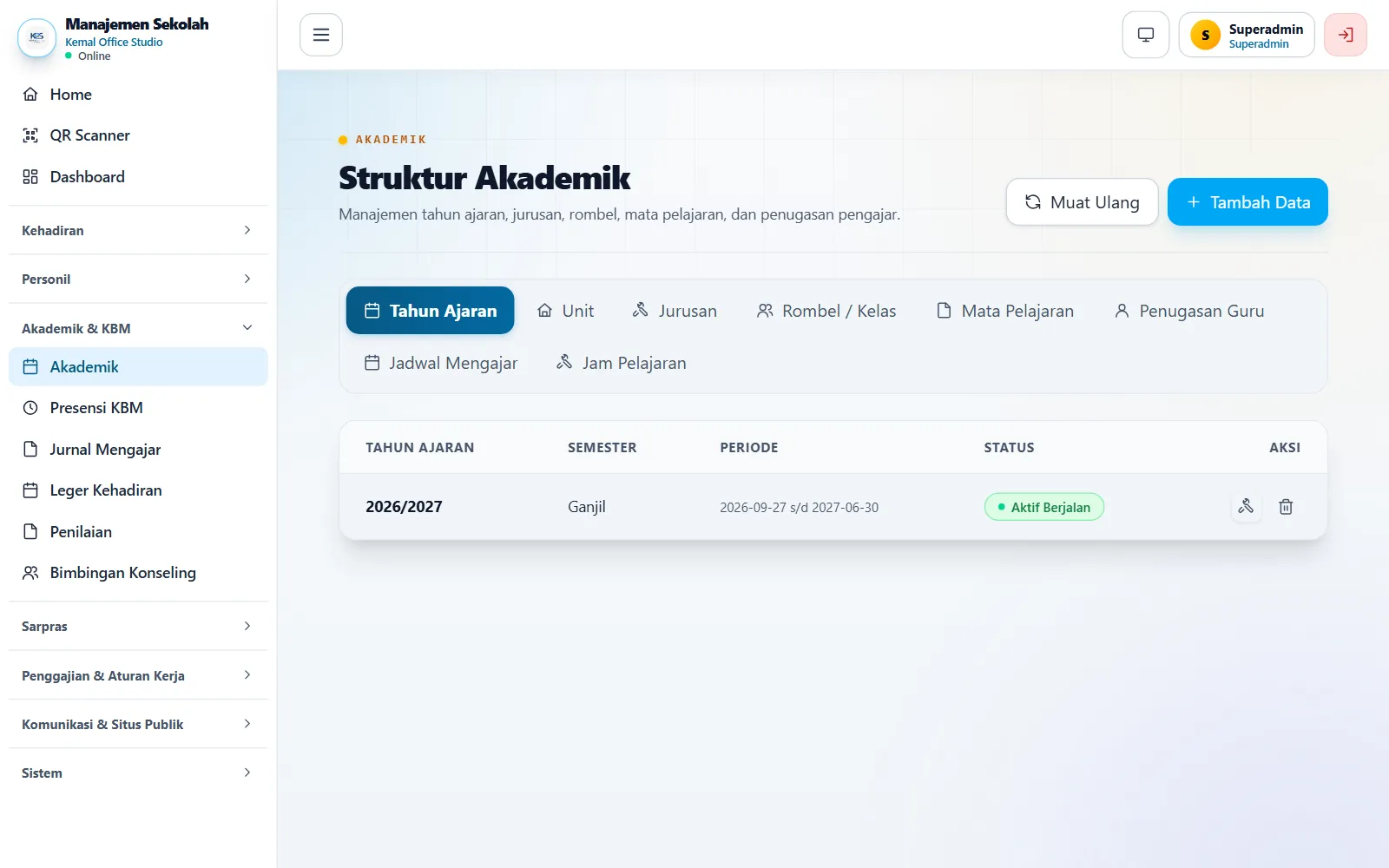 Struktur akademik: tahun ajaran, semester, dan jadwal mengajar