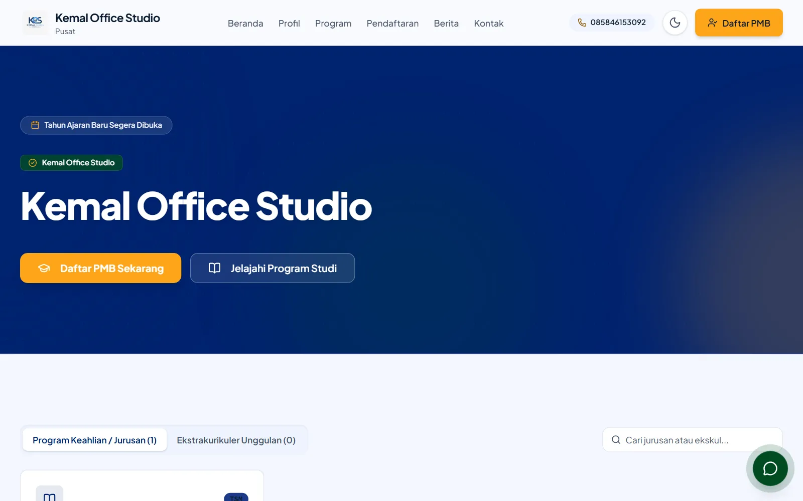 Situs publik PMB yang kontennya dikelola dari aplikasi